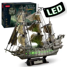 3D Pirate Ship Puzzle LED Model Kit, 360 Pieces, Gifts for Adults & Men