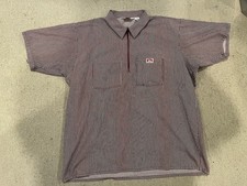 Camisa de trabajo para hombre Ben Davis a rayas de nogal americano media cremallera roja blanca hecha en EE. UU. XXL 2XL