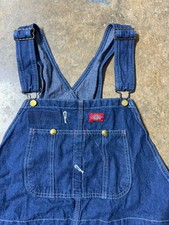 Dickies Blue Denim Bib Overalls Men  s 46x32 Carpenter Workwear Adjustable Straps