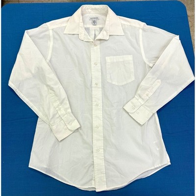 George Mens White Long Sleeve Button Down Up Shirt Neck 14 14.5