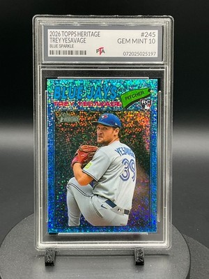 2026 Topps Heritage Trey Yesavage Rookie Chrome BLUE SPARLE ~ GEM