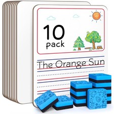 10 Pack Double Sided Whiteboards 9 x12 Story Lined Dry Erase Boards for Kids...