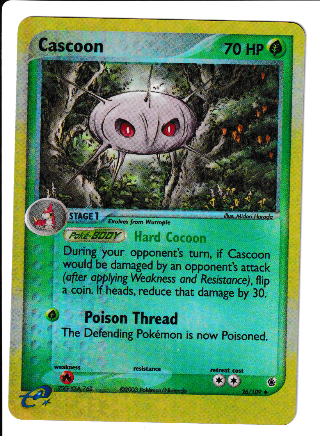 NM Cascoon - 26/109 - Uncommon - reverse Holo EX Ruby and Sapphire Pokemon 2003