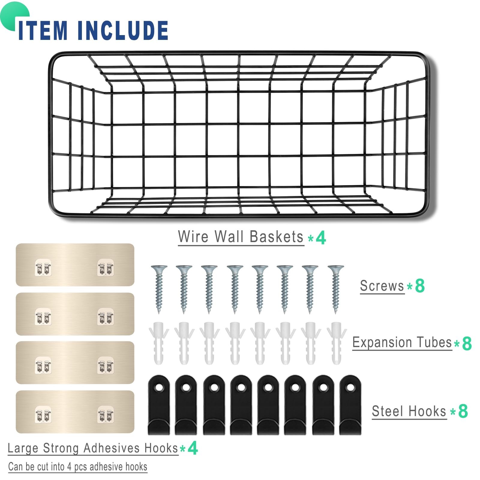 Wire Storage Baskets 4 Pack Black Hanging Wall Cabinet Door Fruit Organizer