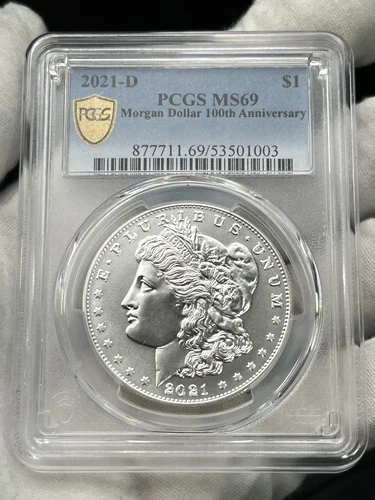 2021-D $1 Morgan Dollar 100th Anniversary PCGS MS69 Fine Silver Denver Coin