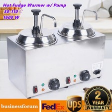 Commercial Hot Fudge Warmer Nacho Cheese Sauce Warmer w/ Pump Dispenser 1600W