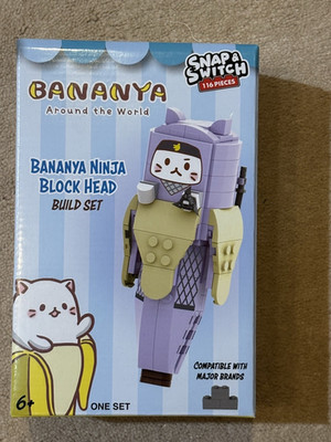 NEW! BANANYA AROUND THE WORLD- BANANYA NINJA BLOCK HEAD - Snap & Switch 116 pcs