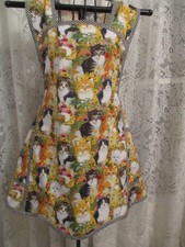 HANDMADE BIB APRON  CATS IN THE GARDEN