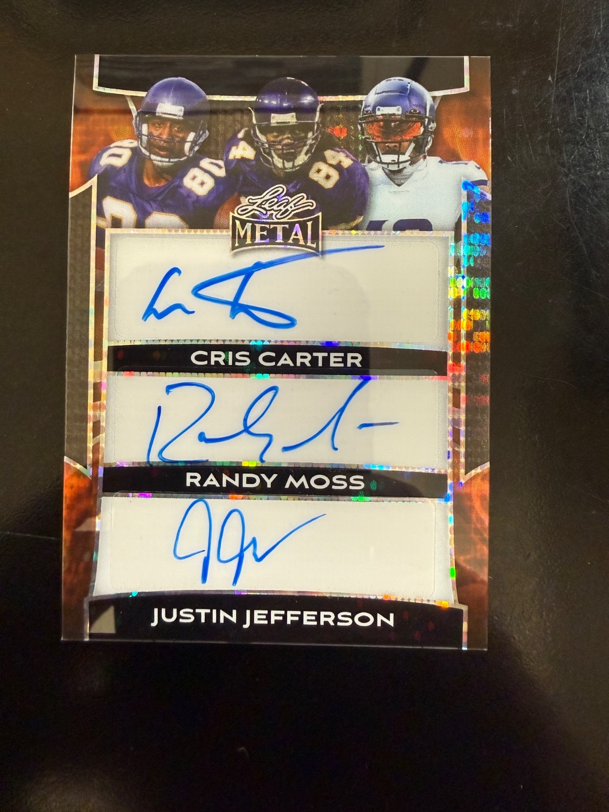 2025 Leaf Metal Triple Auto Cris Carter Randy Moss Justin Jefferson 1/1  TA-5