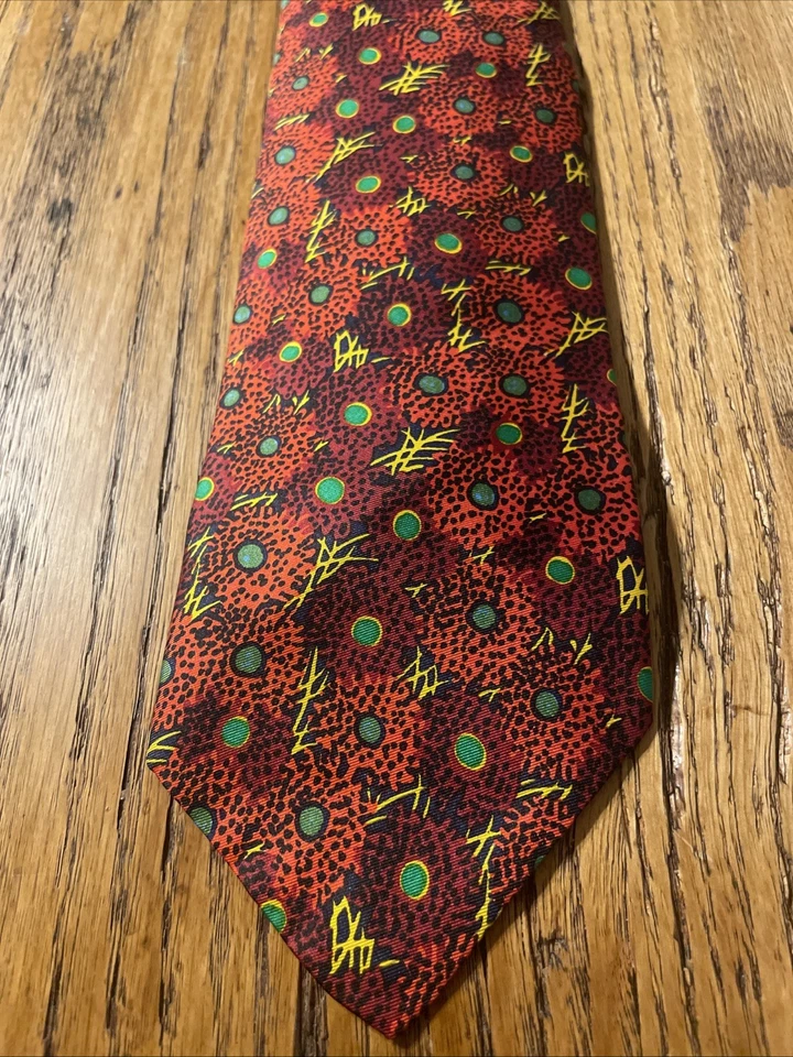 Corbata de seda floral salvaje diseñador vintage años 60 Lanvin Paris para B. Altman & Co. Foto 2 de 4
