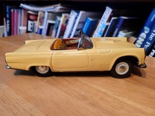 NICE VINTAGE BANDAI TIN FRICTION YELLOW 1955 FORD THUNDERBIRD CONVERTIBLE