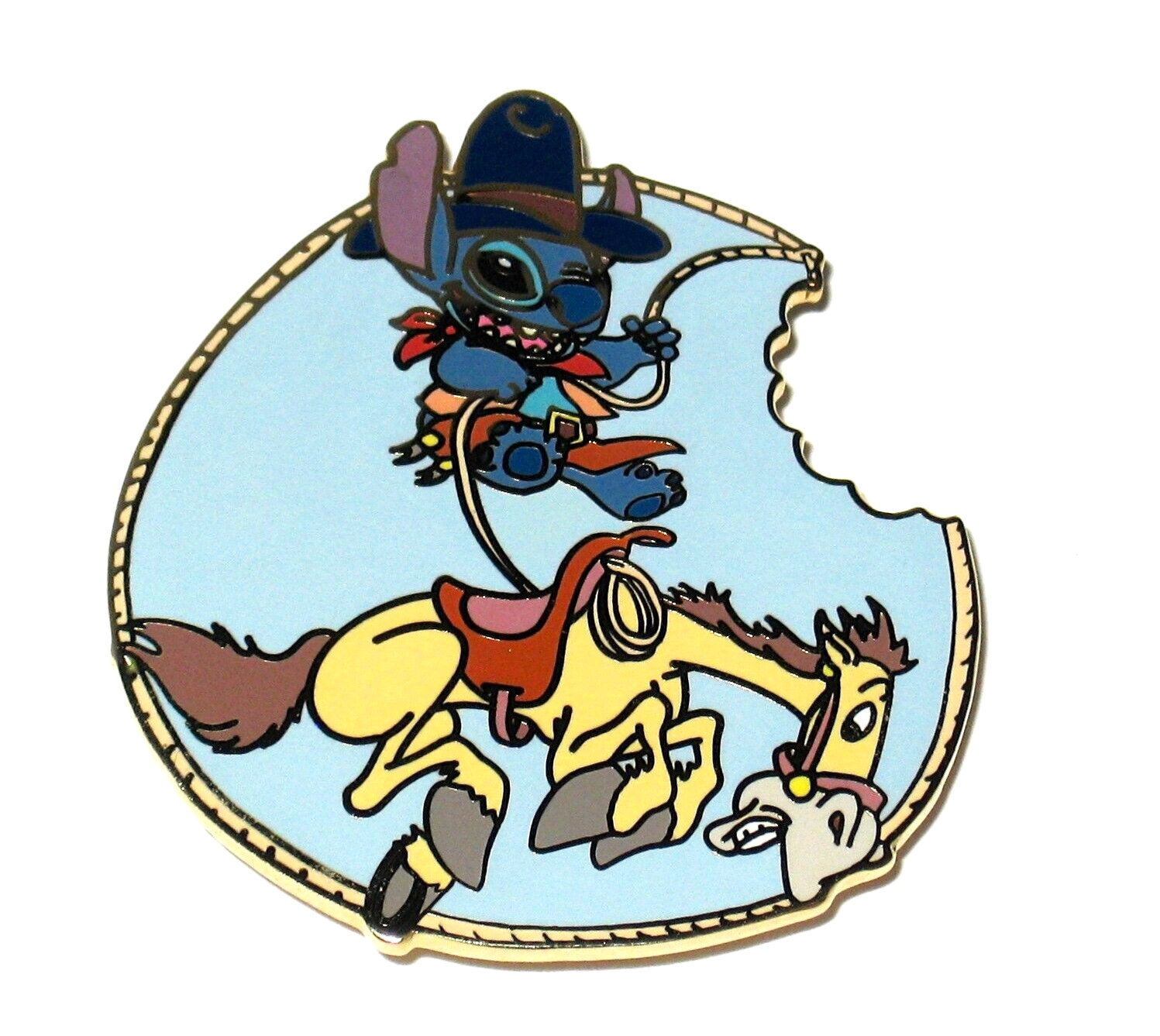 LE Disney Auctions Pin Stitch Buckaroo Cowboy Rope Wild Horse Ride Bite RARE HTF