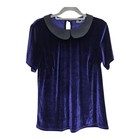 Revival Dangerfield Velvet Collared Tshirt in Purple, Size 10.  Button closure