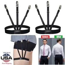 Shirt Stays, Upgraded Adjustable Soft  Smooth Elastic Garter with Non Slip Clip