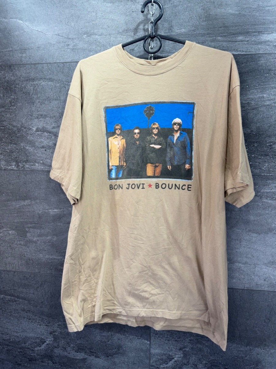 Bon Jovi Bounce World Tour Graphic T Shirt Tan Size L | eBay