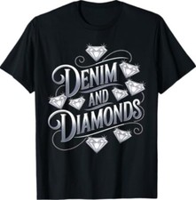 Denim and Diamonds Glam Cowgirl Party Design T-Shirt