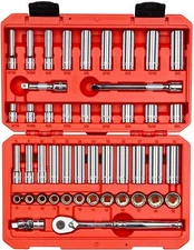 SOCKET 1/4 INCH COMBINATION REPAIR TOOL KIT (RED, 46 PCS)