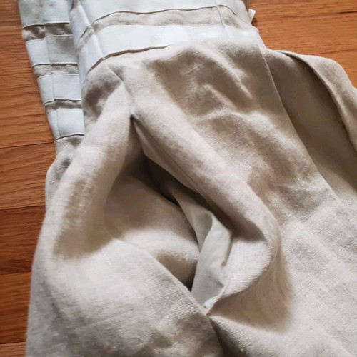 Women’s Jessica Simpson Linen Halter Dress Size 4 Beige & White Stripe Lined - Picture 11 of 11