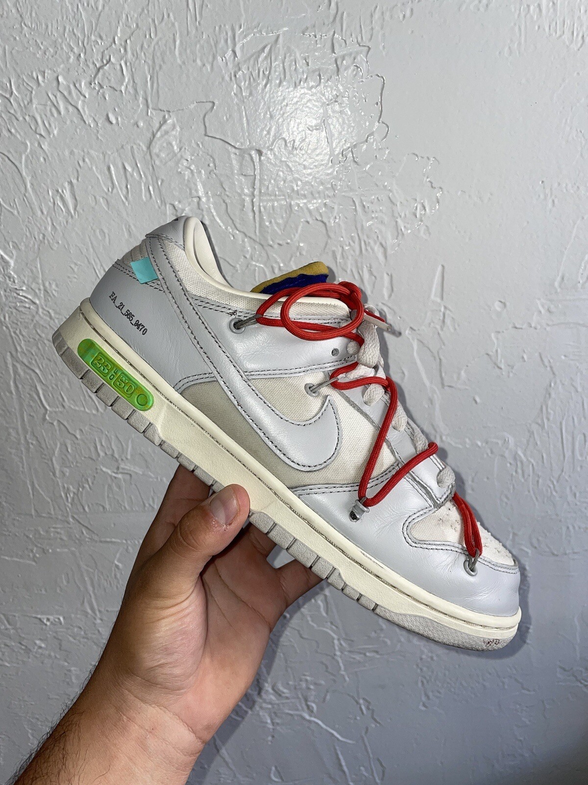OFF WHITE X NIKE Taglia 10 Nike Dunk Low x bianco sporco lotto 23 grigio chiaro bianco DM1602126