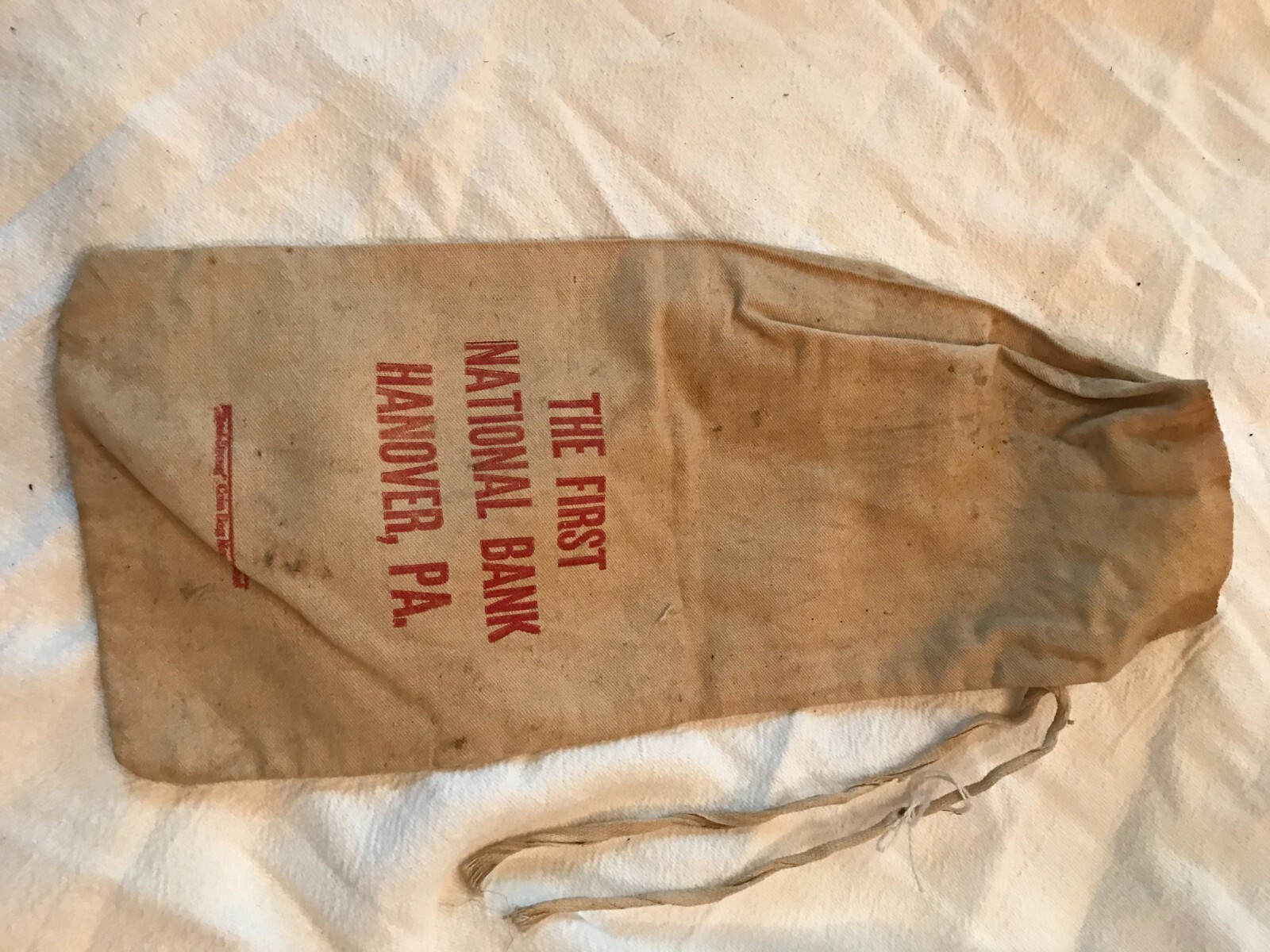VINTAGE WHITE CLOTH BANK BAG THE FIRST NATIONAL BANK HANOVER PA. eBay