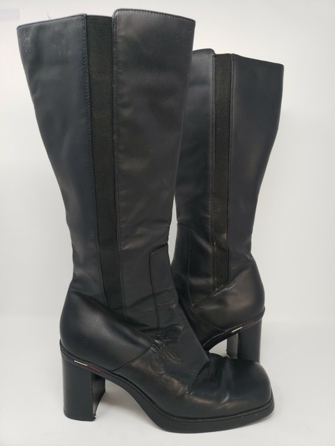 tommy hilfiger black knee high boots