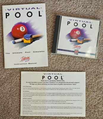 Vintage Interplay 1996 Virtual Pool Interplay Windows PC CD-ROM Video Game