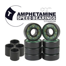 Amphetamine Skateboard Longboard Speed Bearings Set of 8 Pre-Lubricated Titanium