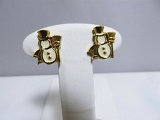Christmas Collectibles Adorable SNOWMAN AVON Gold Plated  Enamel Stud Earrings