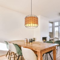 HäNgelampe Pendelleuchte Esstischlampe Gitter Holzoptik Braun Schwarz D 35 Cm
