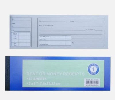 50 Sets per Book Rent Receipt Book New Sales Order Money Receipt Record ...