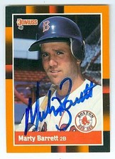 Marty Barrett autographed baseball card (Red Sox) 1988 Donruss #9 Baseballs Best
