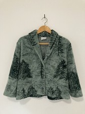 Vintage Woman  s Artisans Sunschein Designs Tree Button Up Green Sweater Outdoor