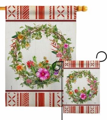 Wildflower Wreath Garden Flag Floral Spring Decorative Gift Yard House Banner
