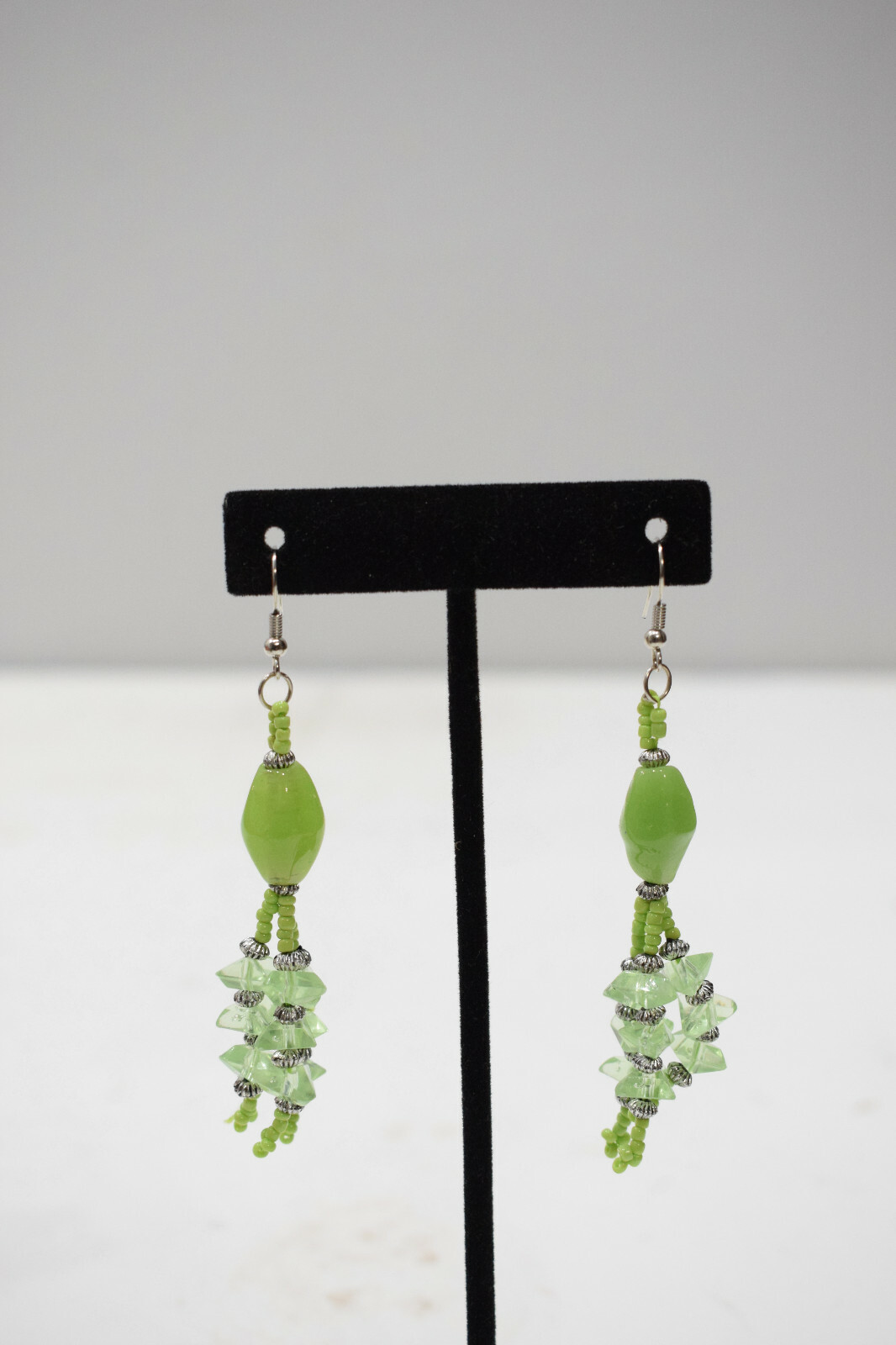 Earrings Green Glass Beaded Earrings