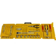 25 pcs Hand Tool Kit Set with Foldable Portable Tool Box Yellow