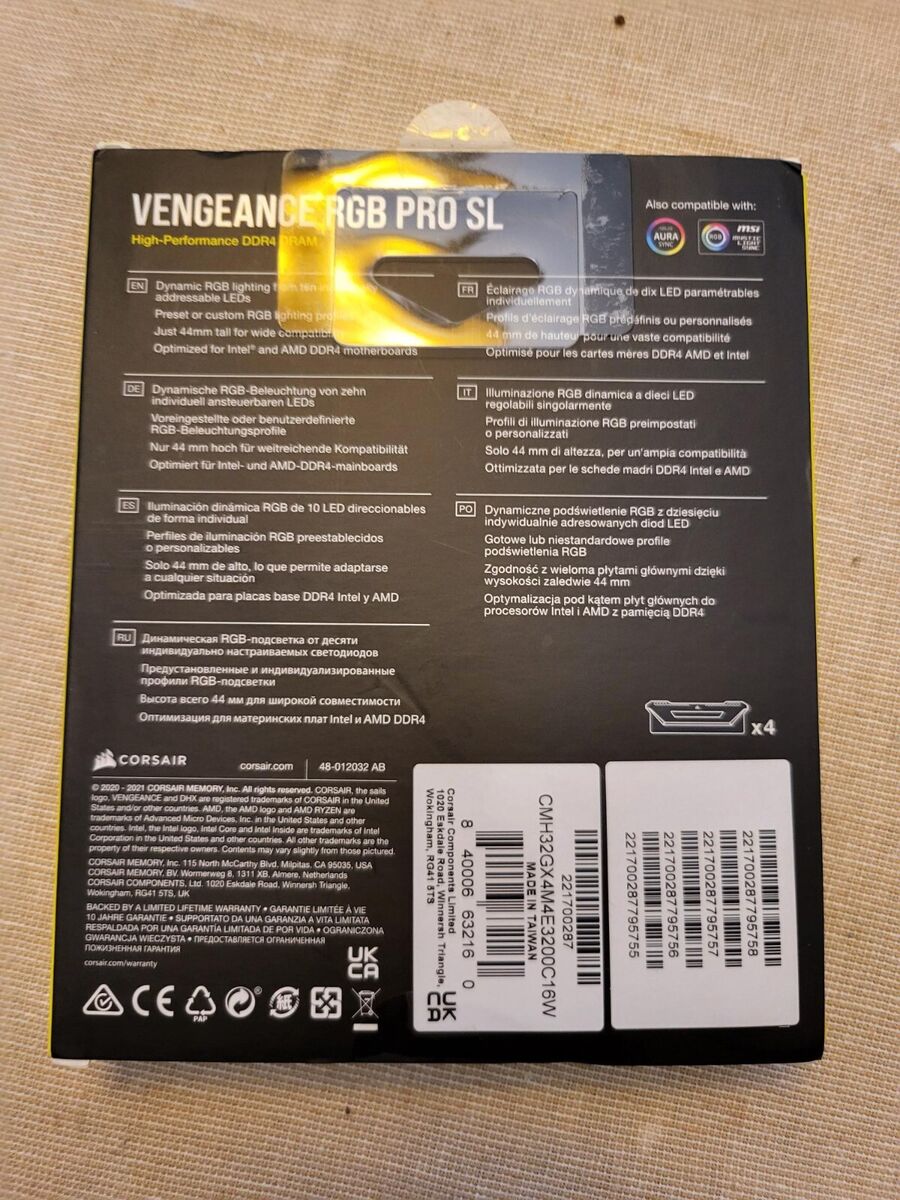 CORSAIR VENGEANCE RGB PRO SL 32GB (4X8GB) DDR4 3200MHZ C16 CORSAIR VENGEANCE RGB PRO SL 32GB (4X8GB) DDR4 3200MHZ C16