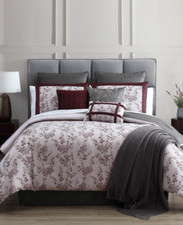 Hallmart Collectibles Omana 8-Pc. King Comforter Set Wine Red Floral Gray
