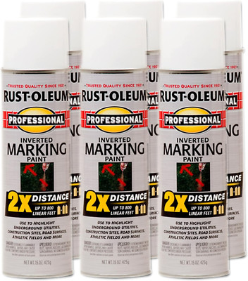 Professional 2X Distance Inverted Marking Spray Paint, White, 6 Pack, 15 Oz