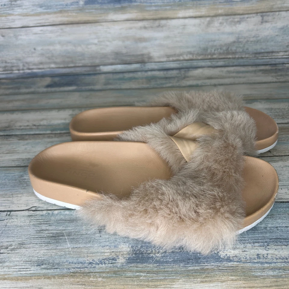 Sandalias Vince Garrison Slide Talla 6.5 Mujer Piel Beige Cuero Foto 4 de 4