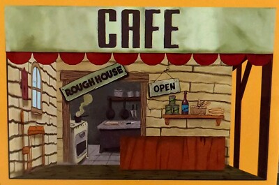 POPEYE MEZCO BOXED 5 POINTS CARDBOARD CAFE SETTING DIORAMA ONLY!