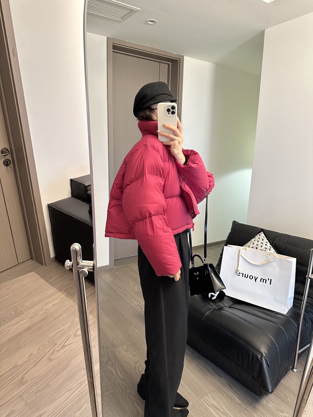 Pink Puffer Jacket with High Collar – Stylish Cold Weather Outerwear