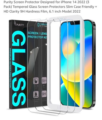 Purity (3+2 Pack Designed for iPhone 14 Pro Max 2022, 3 Pack Screen Protector