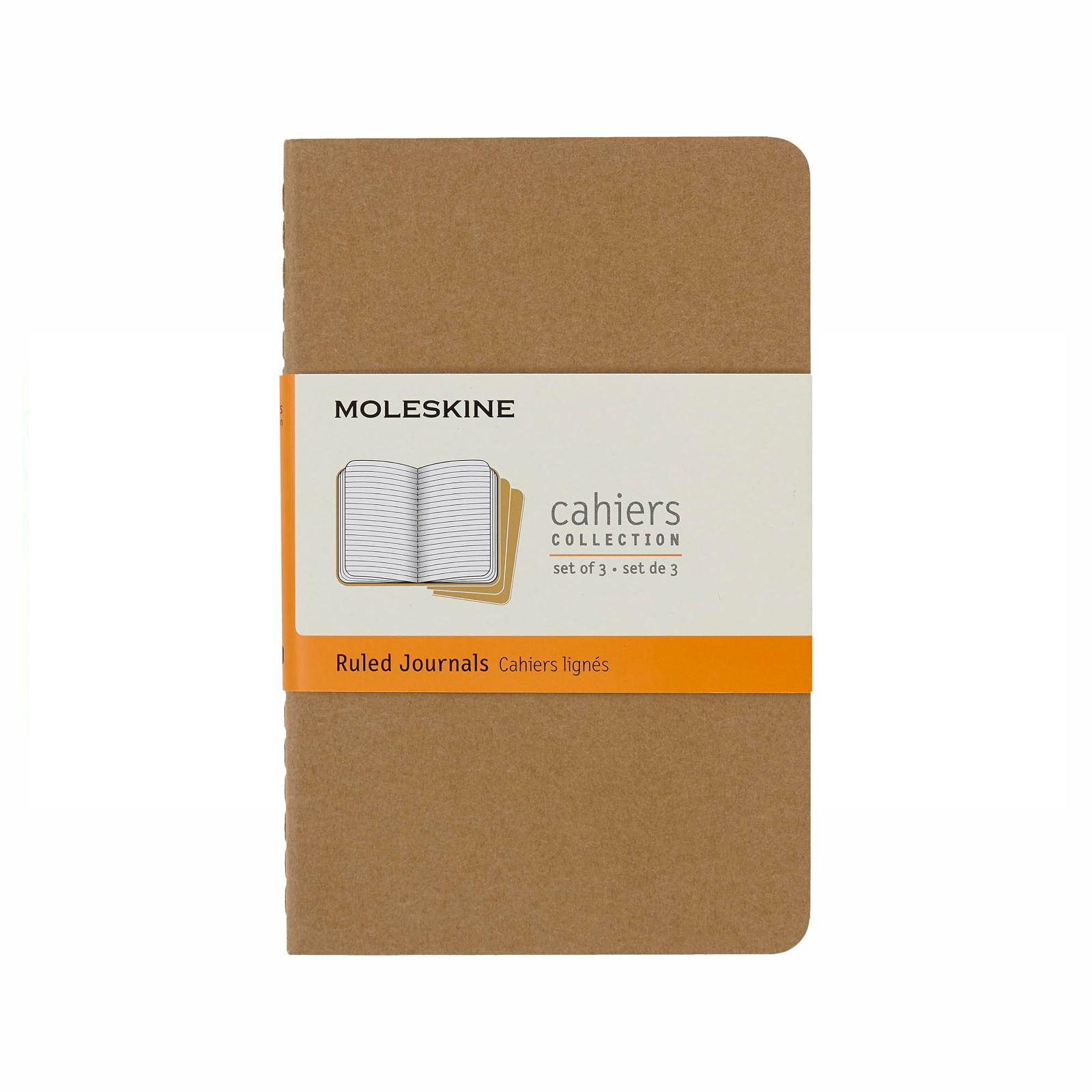 Moleskine Cahier Pocket Journal Set of 3 Ruled Notebooks 9 x 14cm - Kraft Brown