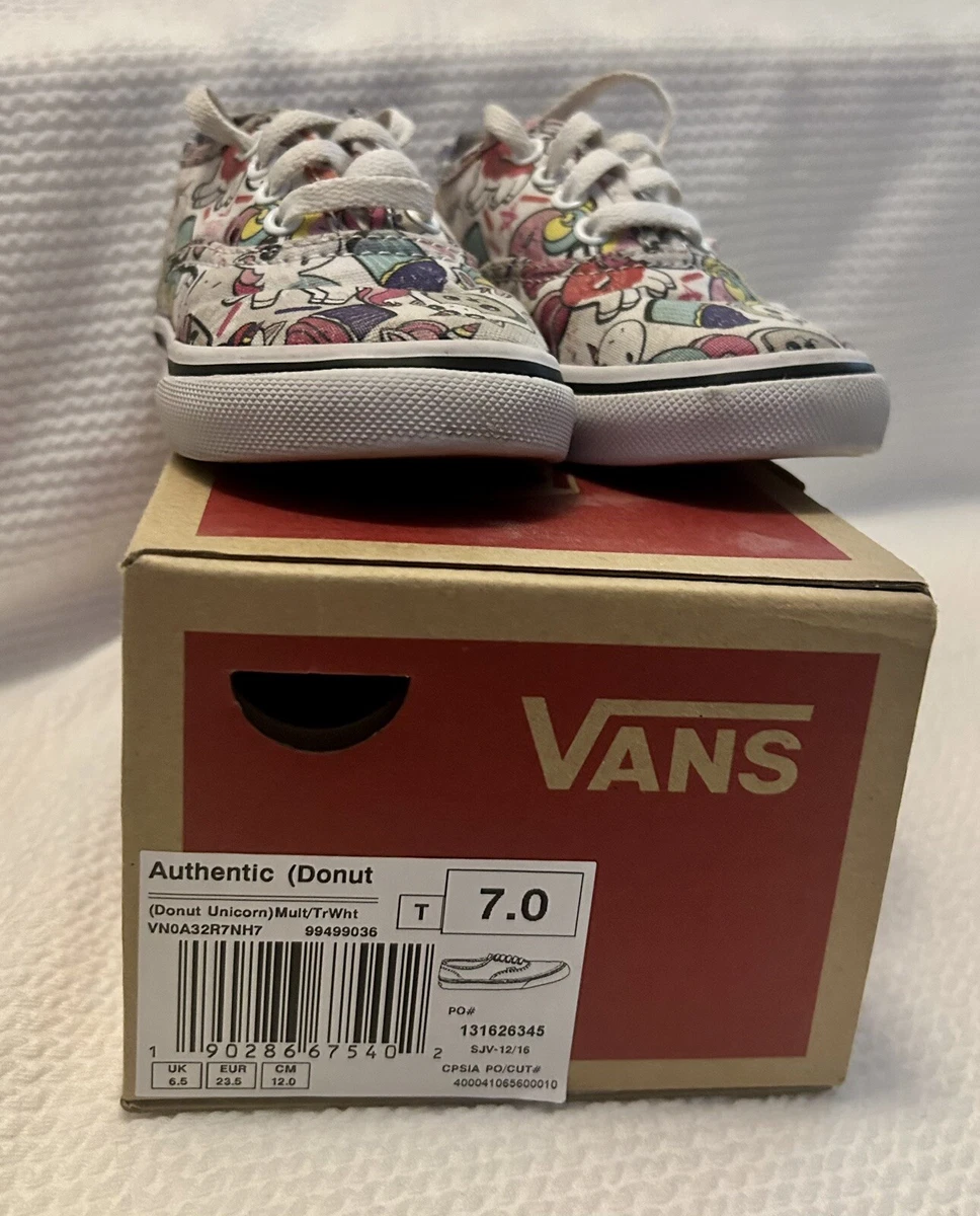 Vans Toddlers Authentic Donut Unicorn Multi Color White Shoe Size 7