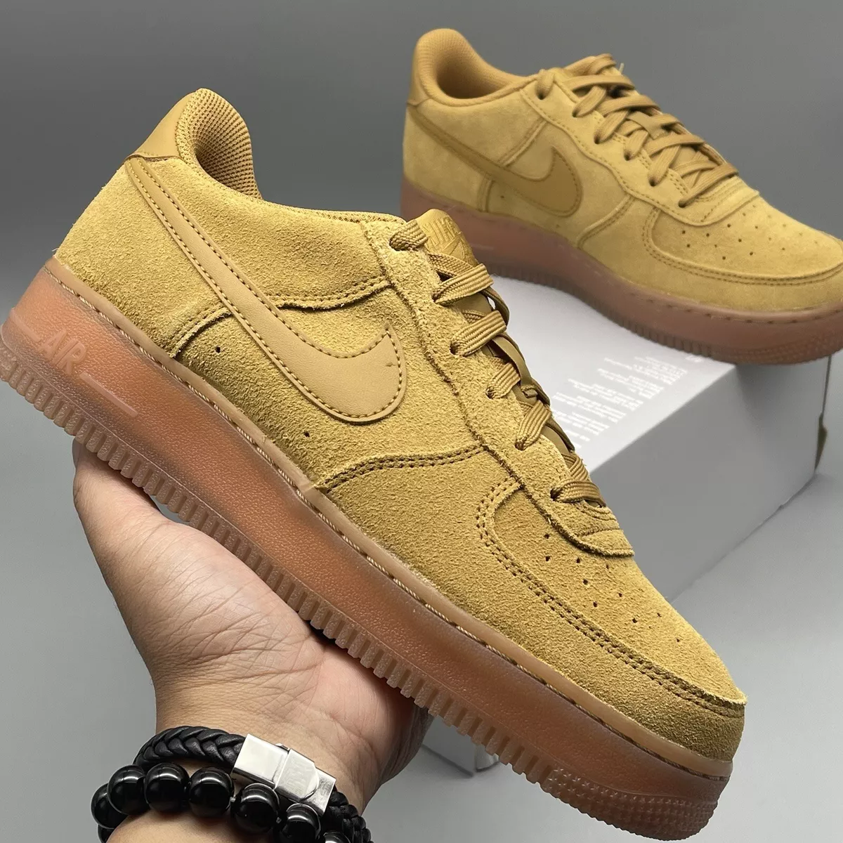 Nike Air Force 1 LV8 3 GS Wheat Flax Gum BQ5485-700 Size 6Y / Womens 7.5  Shoes