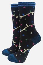 Sock Talk Ankle Socks - Christmas fairy lights Pattern - glitter, shimmer, lurex