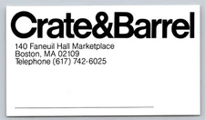 Vintage Business Card Crate & Barrel Boston Massachusetts 