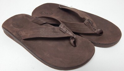 Chaco Classic Leather Flip Sz 9 M EU 42 Men's Thong Sandals Dark Brown JCH107833