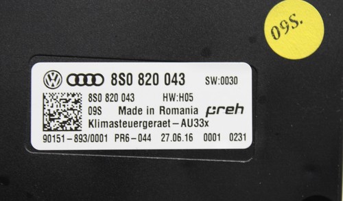 2016 - 2021 AUDI TT DASH AC HVAC HEATER CLIMATE TEMPERATURE CONTROL MODULE OEM - Picture 5 of 6