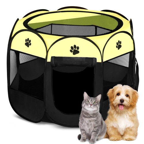 Pet Dog Puppy Playpen Dog Cat Tent Crates, Foldable Exercise Kennel